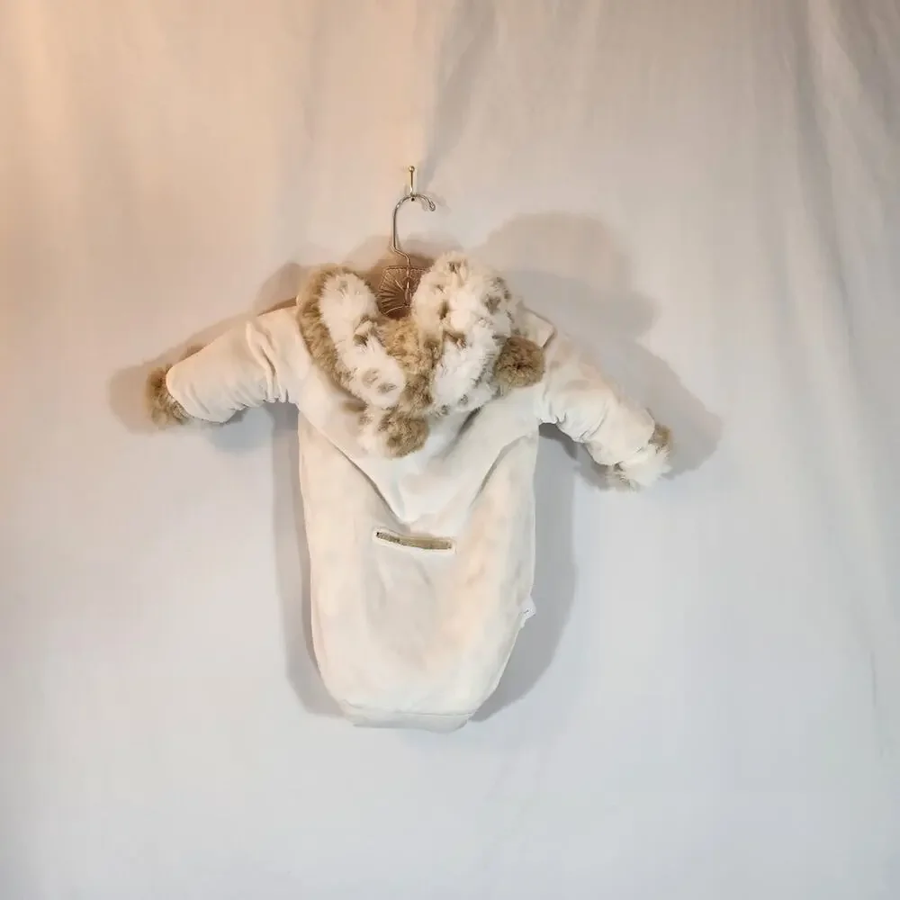 RESTORATION HARDWARE Baby & Child Brown Cream Faux Fur Mob Wife Baby 0-6 M